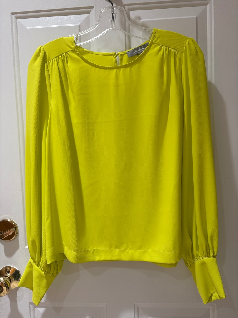 Marled Bright Neon Yellow Long-Sleeve Blouse size Small Excellent condition.